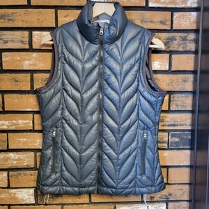 Womens Eddie Bauer Premium Goose Down Vest Medium Black Quilted‎ Puffer